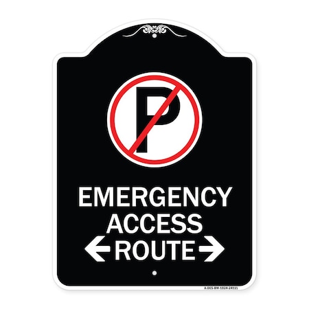 Emergency Access Route With Bidirectional Arrow Heavy-Gauge Aluminum Architectural Sign